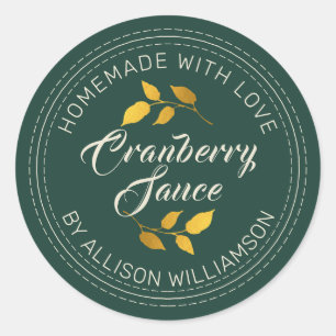 Adesivo Redondo Rustic Homemade Thanksanding Cranberry Sauce Verde