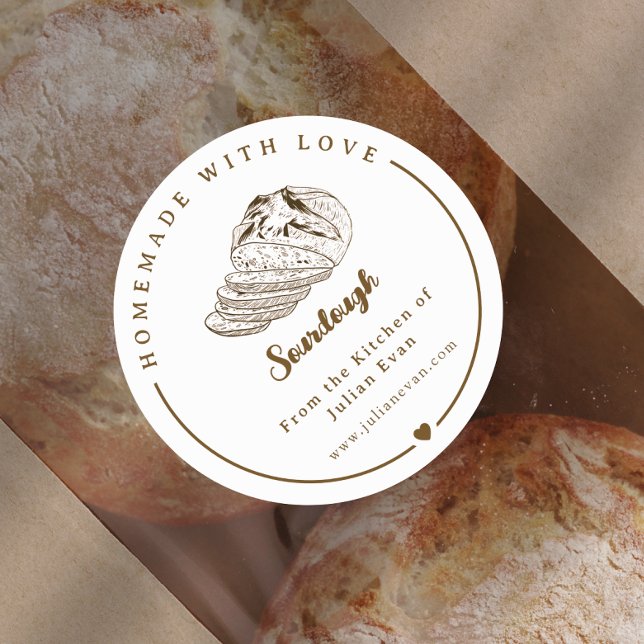 Adesivo Redondo Rustic Homemade with Love Sketch Bakery Sticker (Rustic Homemade with Love Sketch Bakery Sticker)