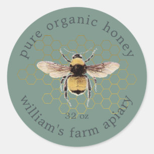 Adesivo Redondo Rustic Honeybee Apiary Dourada Honeycomb Dusty Gre