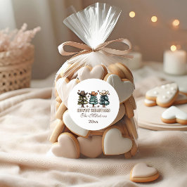 Adesivo Redondo Rustic Howdy Natal Cowboy Hat Family