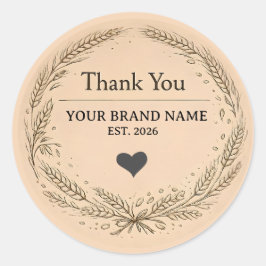 Adesivo Redondo Rustic Kraft Bakery Business Business Thank You