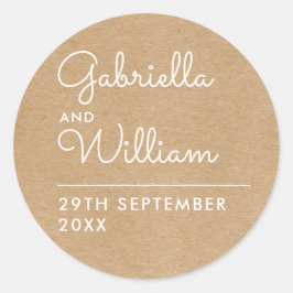 Adesivo Redondo Rustic Kraft Elegant Script Favor