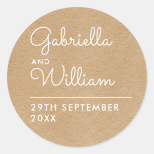 Adesivo Redondo Rustic Kraft Elegant Script Favor