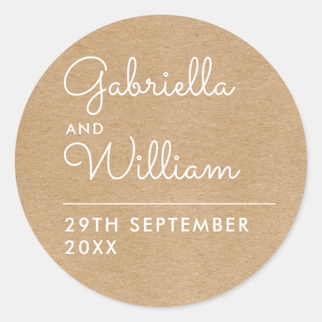 Adesivo Redondo Rustic Kraft Elegant Script Favor (Frente)