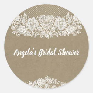 Adesivo Redondo Rustic Kraft & Lace Farmhouse Chic