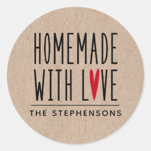 Adesivo Redondo Rustic Kraft Personalizado Feita Com Amor