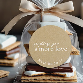 Adesivo Redondo Rustic Kraft Smore Love Personalized Wedor Favor