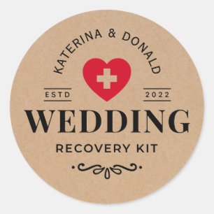 Adesivo Redondo Rustic Kraft Wedding Hangover Recovery Kit Classif