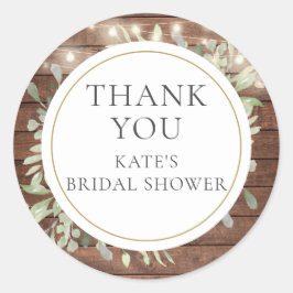 Adesivo Redondo Rustic Lights Greenerence Chá de panela Obrigado