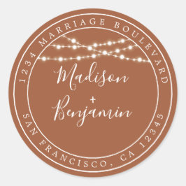 Adesivo Redondo Rustic Lights TerraCotta Endereço de Devolução de 