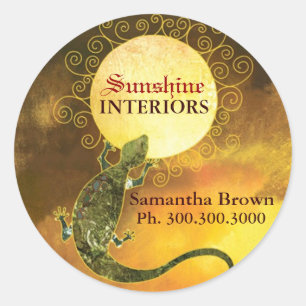 Adesivo Redondo Rustic Lizard a segurar a Sun Business