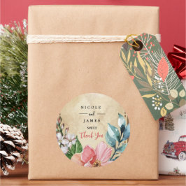 Adesivo Redondo Rustic Look Watercolor Floral