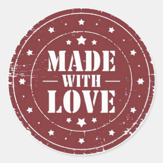 Adesivo Redondo Rustic “Made With Love” – Handmade Small Business