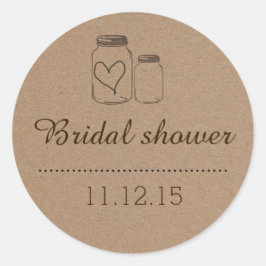 Adesivo Redondo Rustic Mason Jar| Heart Chá de panela