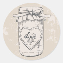 Rustic Mason Jar Love Hearts Tan Wedding