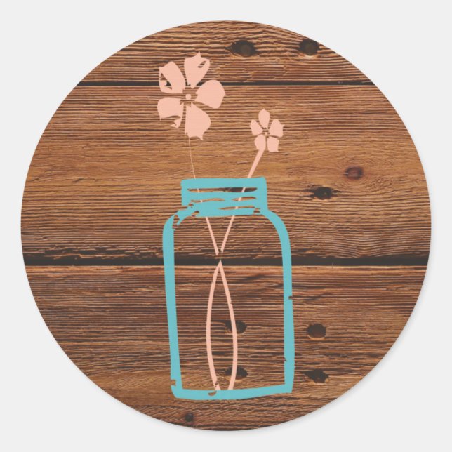 Adesivo Redondo Rustic Mason Jar Sticker (Frente)