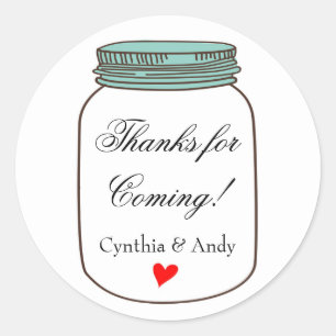 Adesivo Redondo Rustic Mason Jars Favor Stickers   Autocolantes pe