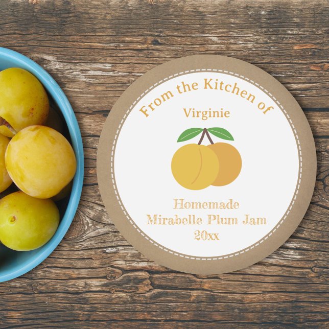 Adesivo Redondo Rustic Mirabelle Plum Jam Label Sticker (Rustic Mirabelle Plum Jam Label Sticker)