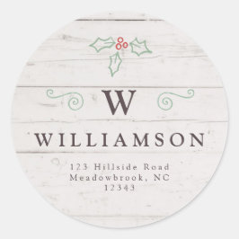 Adesivo Redondo Rustic Monograma MistletoFarmhouse Endereço de Ret