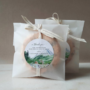 Adesivo Redondo Rustic Mountain Wildflower   Favor de Casamento