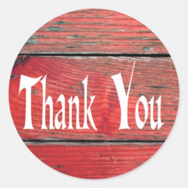 Adesivo Redondo Rustic Obrigado Casamento De Madeira Vermelha E Ve