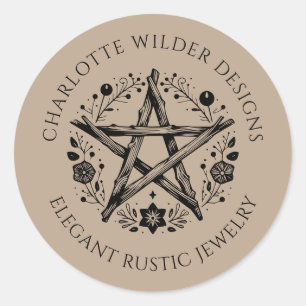 Adesivo Redondo Rustic Pagan Wiccan Rustic Kraft Jewelry Designer
