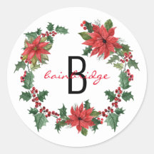 Rustic Poinsettia Wreath Monogramas Natal