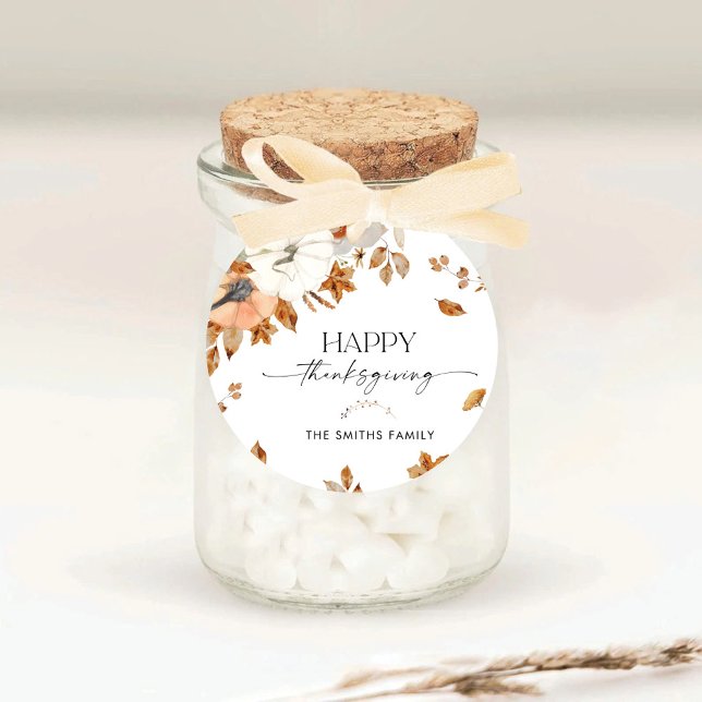 Adesivo Redondo Rustic Pumpkins Thanksgiving Dinner Sticker (Criador carregado)