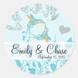 Adesivo Redondo Rustic Romantic Hummingbird Kiss Love BirdWedding