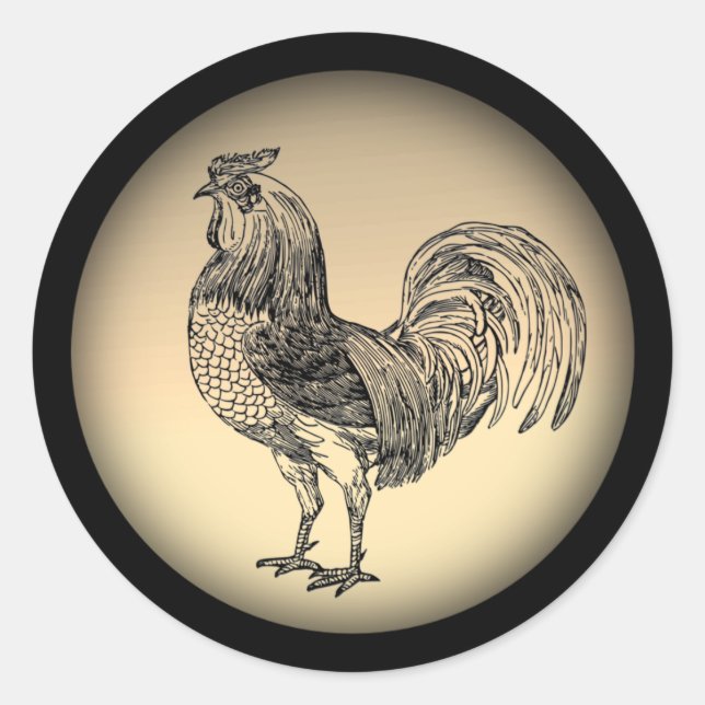 Adesivo Redondo Rustic Rooster (Frente)