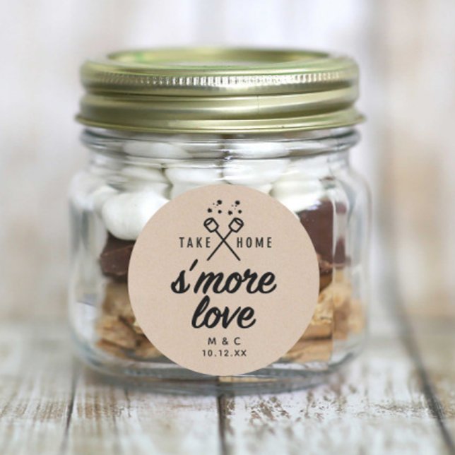Adesivo Redondo Rustic S'more Love Kraft Favor de Casamento (Criador carregado)