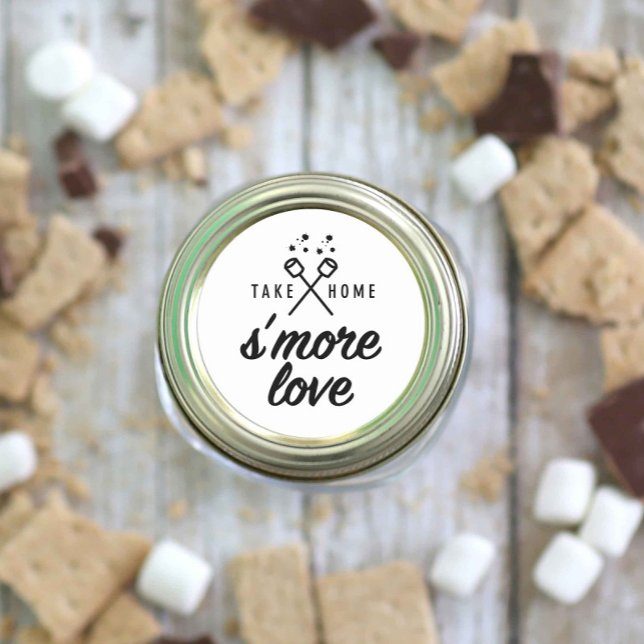 Adesivo Redondo Rustic S'more Love Wedding Favor (Criador carregado)