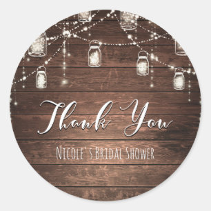 Adesivo Redondo Rustic String Lights Mason Jars Lace Country Glam