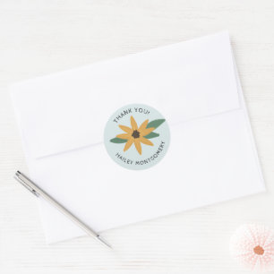 Adesivo Redondo Rustic Sunflower Name e Obrigado Sticker