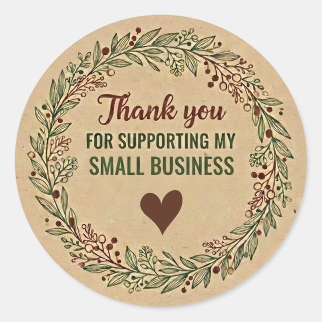 Adesivo Redondo Rustic Thank You Business Sticker – Packaging Labe (Frente)