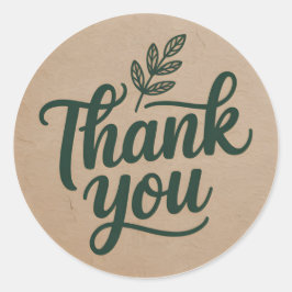 Adesivo Redondo Rustic Thank You Sticker – Minimal Botanical Kraft