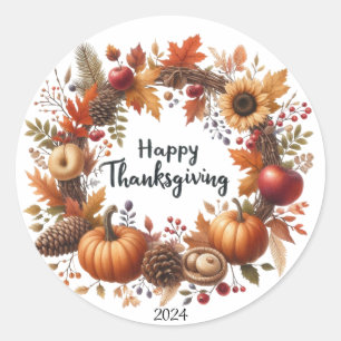 Adesivo Redondo Rustic Thankanding Pumpkin Watercolor Autumn