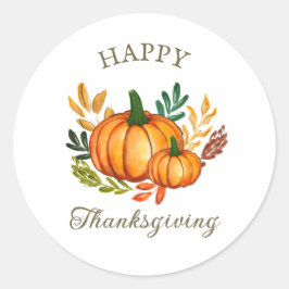 Adesivo Redondo Rustic Thanksgiving Pumpkin Favor Sticker