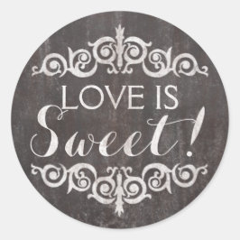 Adesivo Redondo Rustic Vintage Chalkboard Love é Sweet