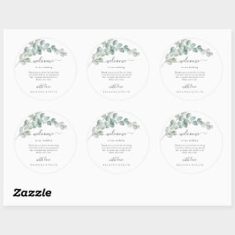 Adesivo Redondo Rustic Watercolor Eucalyptus Greenery Wedding