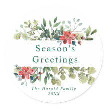 Rustic Watercolor Winter Greenery com Flores Verme