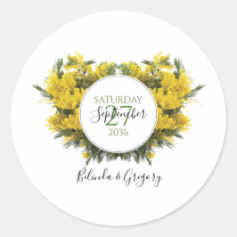 Adesivo Redondo Rustic Wattle Acacia Wedding
