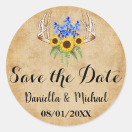 Adesivo Redondo Rustic Wedding Save the Date