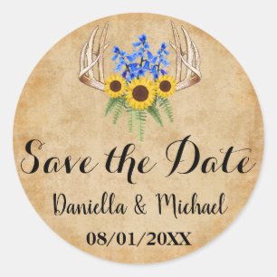 Adesivo Redondo Rustic Wedding Save the Date