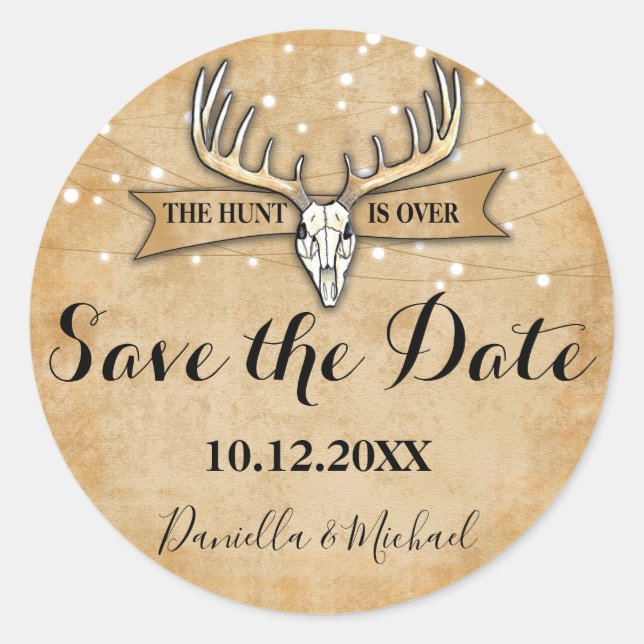 Adesivo Redondo Rustic Wedding Save the Date (Frente)