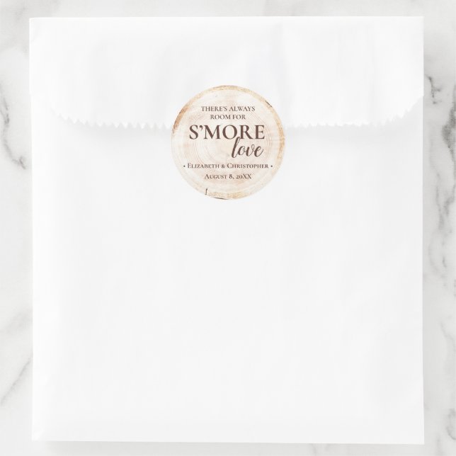 Adesivo Redondo Rustic Wedding S'mores Love Custom (Bolsa)