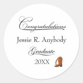 Adesivo Redondo Rustic Western Graduation