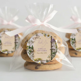 Adesivo Redondo Rustic Wildflower Baby Shower Thank You Favor