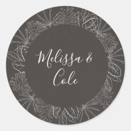 Adesivo Redondo Rustic Winter | Carvões De Envelope Para Casamento