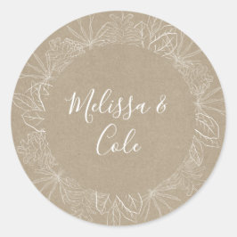 Adesivo Redondo Rustic Winter | Focos De Envelope Kraft Para Casam